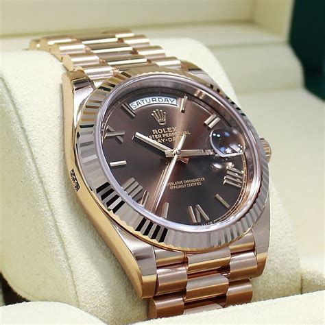 rolex daydate rose gold chocolate dial|Rolex presidential rose gold price.